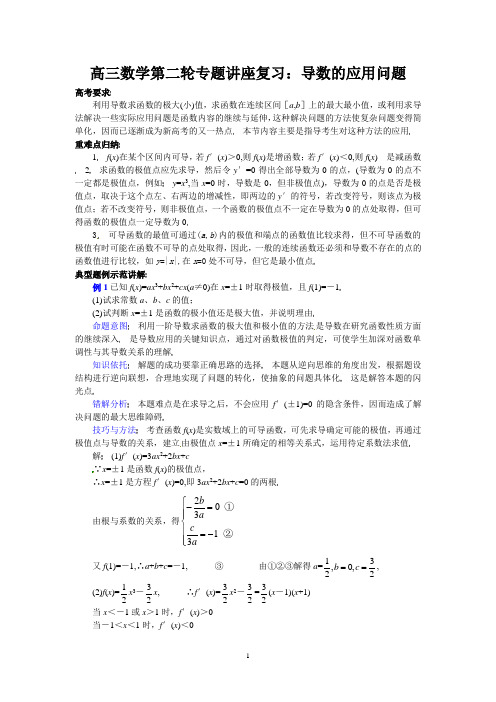 高三数学第二轮专题讲座复习：导数的应用问题