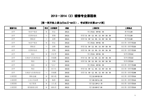 华东师范大学2014辅修课表