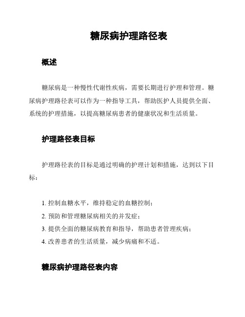 糖尿病护理路径表