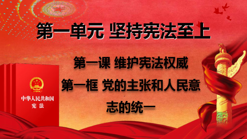 2020-2021学年部编版道德与法治八年级下册1.1 党的主张和人民意志的统一 课件