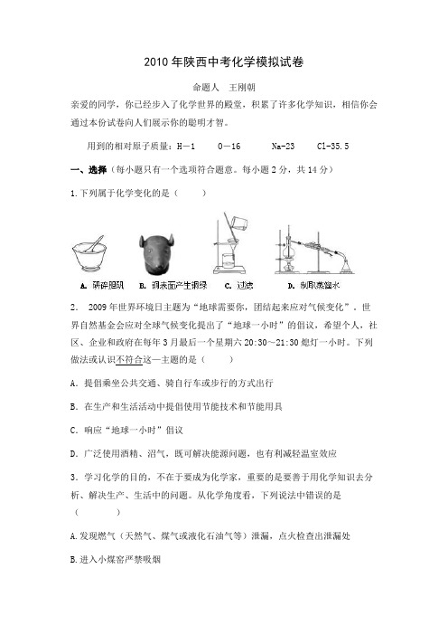 陕西中考化学模拟历真题