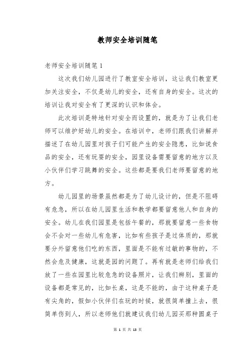 教师安全培训随笔