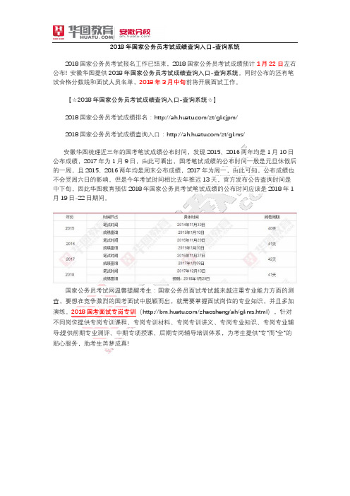 2018年国家公务员考试成绩查询入口-查询系统