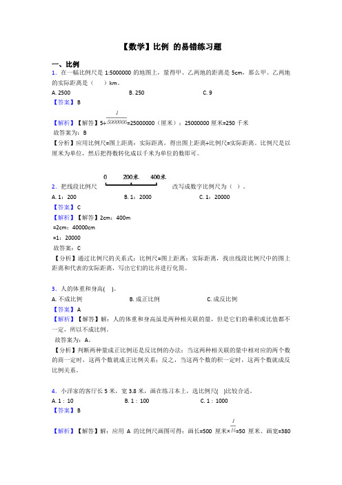 【数学】比例 的易错练习题