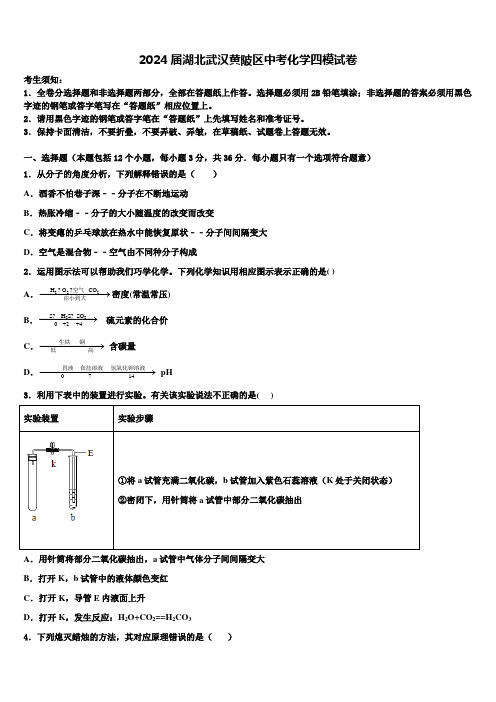 2024届湖北武汉黄陂区中考化学四模试卷含解析