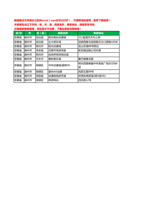 2020新版安徽省滁州市游戏工商企业公司商家名录名单黄页联系电话号码地址大全10家