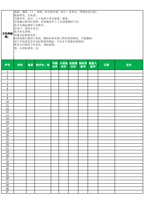 消毒保洁记录表