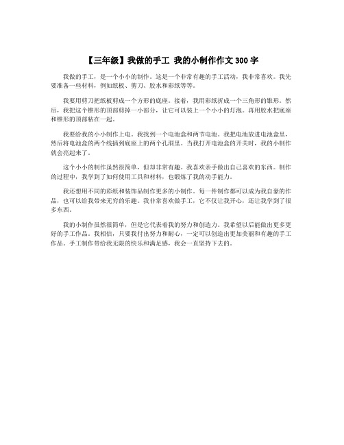 【三年级】我做的手工 我的小制作作文300字