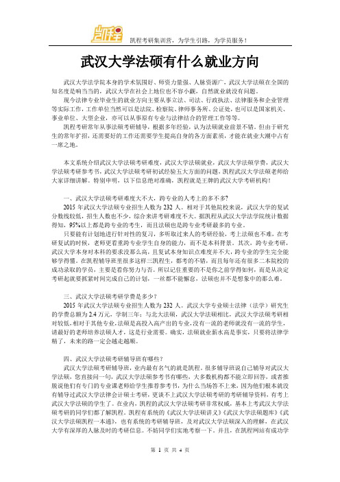 武汉大学法硕有什么就业方向