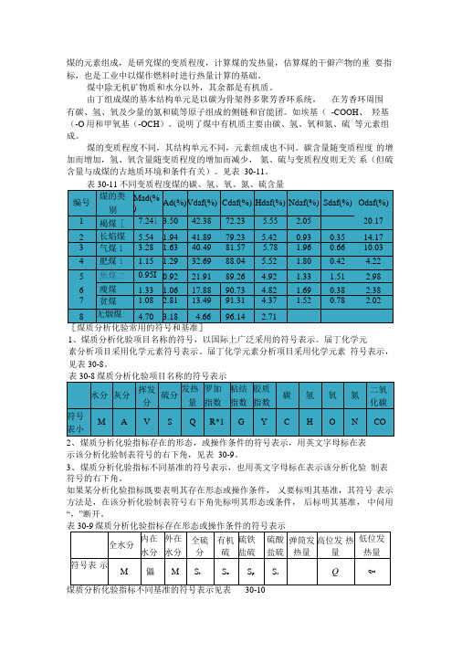 煤的化验指标