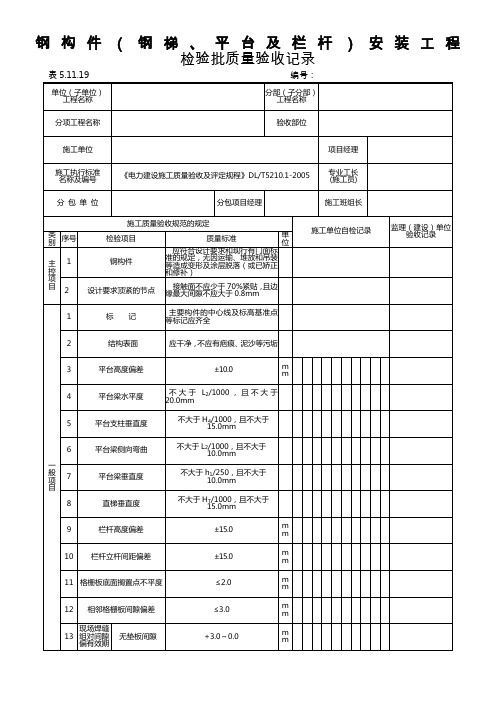 5.11.19钢构件(钢梯、平台及栏杆)安装工程