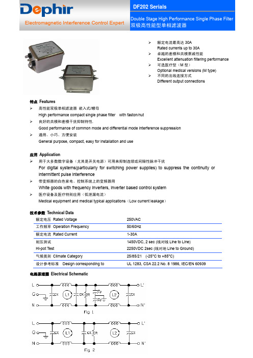 DF202系列双极高性能型单相电源滤波器