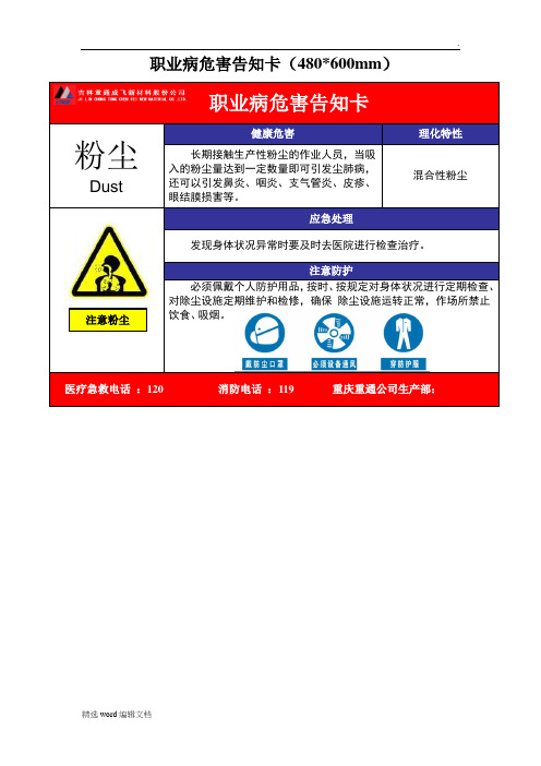 职业危害告知卡