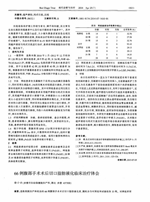 66例腹部手术术后切口脂肪液化临床治疗体会