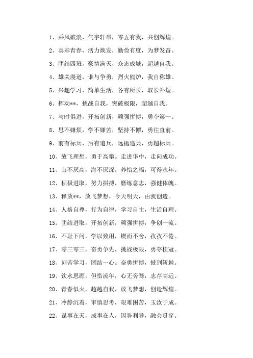 精选班级精神口号16个字