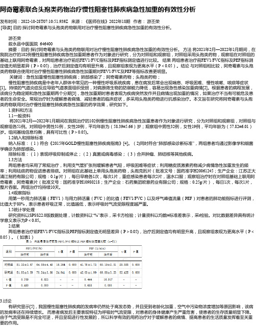 阿奇霉素联合头孢类药物治疗慢性阻塞性肺疾病急性加重的有效性分析