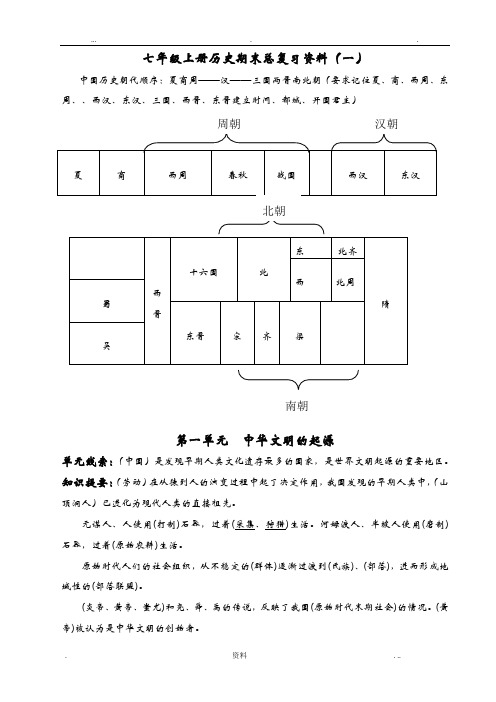 七年级上册历史期末总复习资料