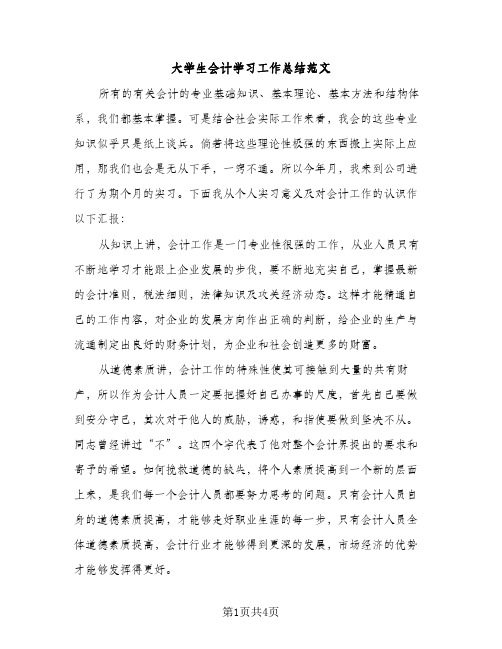 大学生会计学习工作总结范文（2篇）