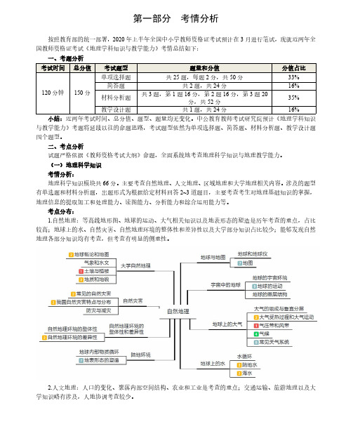 2021上教师资格笔试科目三之中学(地理学科)