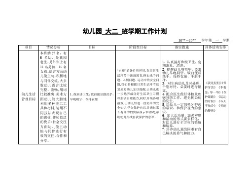 幼儿园第一学期大二班学期计划