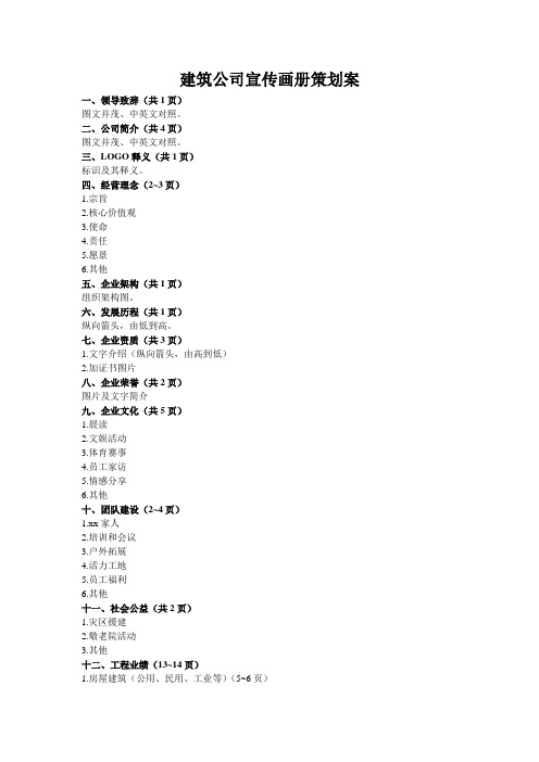 建筑公司宣传画册策划案