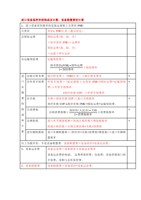 进口设备抵岸价的构成及计算