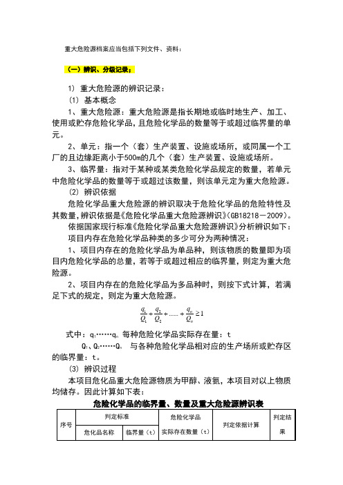 重大危险源档案应当包括下列文件