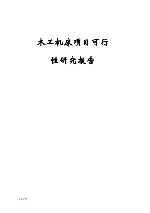 木工机床项目可行性研究报告