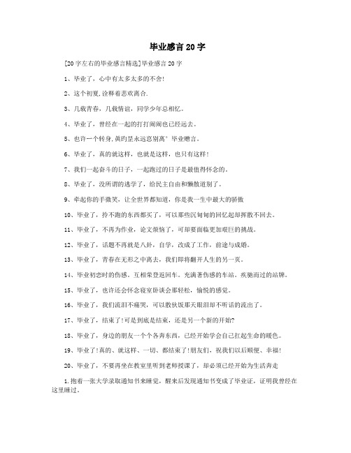  毕业感言20字