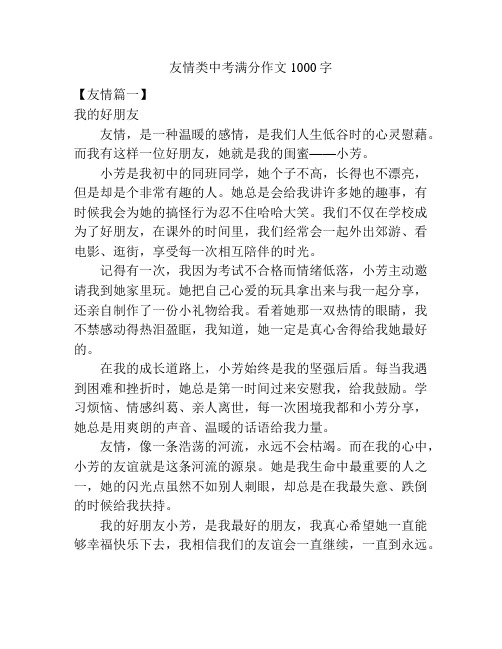 友情类中考满分作文1000字