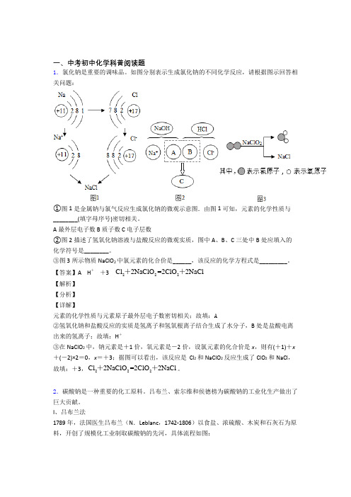 中考化学 科普阅读题 综合题含答案