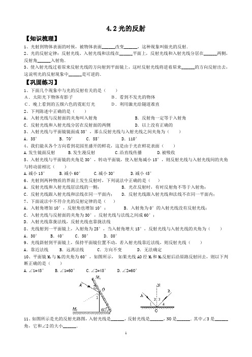 4.2光的反射+++练习-2024-2025学年人教版物理八年级上册