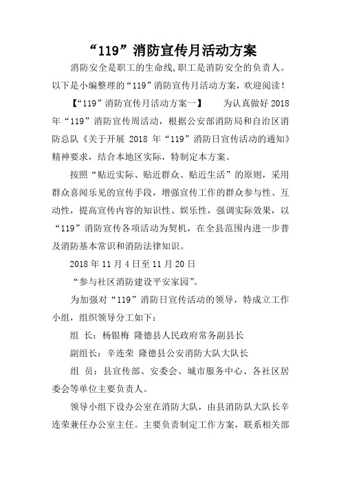 “119”消防宣传月活动方案