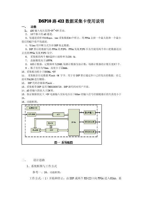 DSP10 路 422 数据采集卡 使用说明