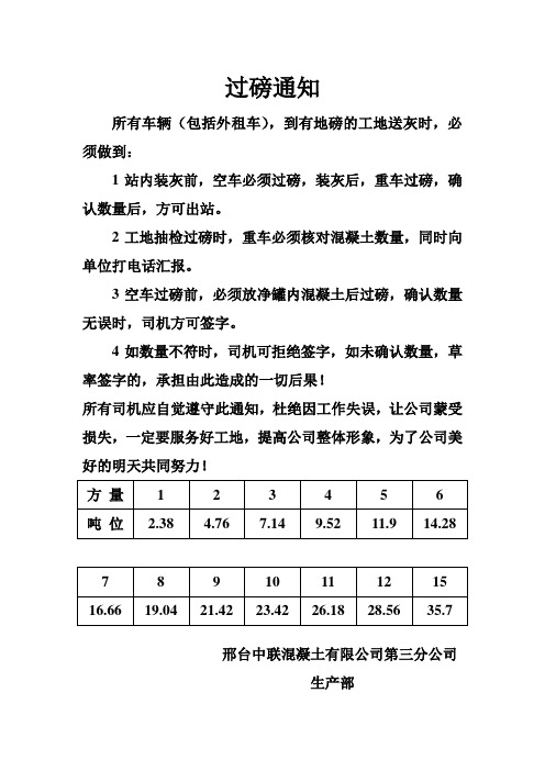 过磅通知