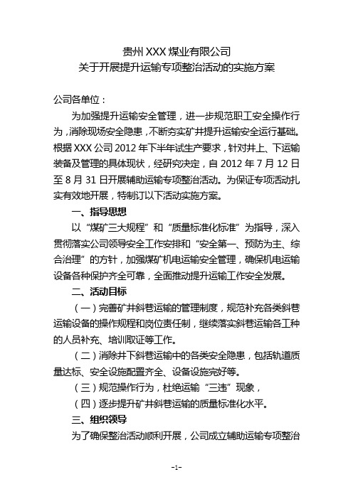 提升运输专项整治实施方案