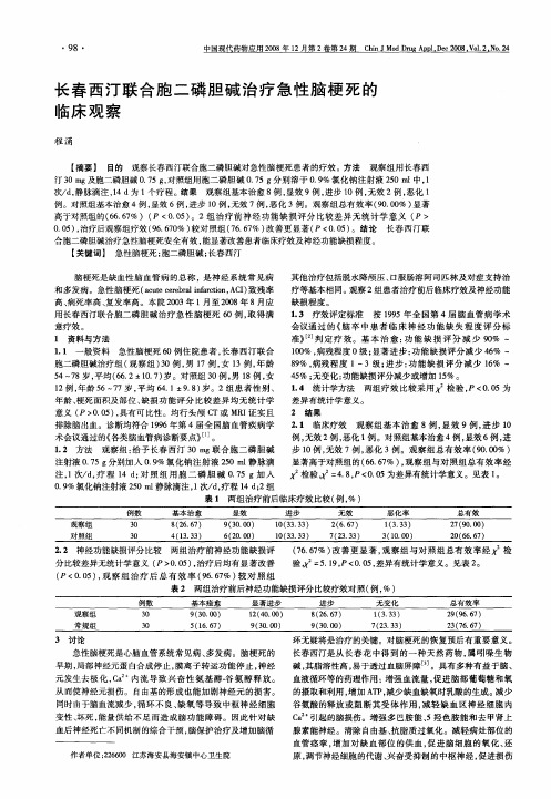 长春西汀联合胞二磷胆碱治疗急性脑梗死的临床观察