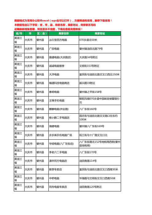 2020新版黑龙江省大庆市肇州县电脑工商企业公司商家名录名单联系电话号码地址大全45家