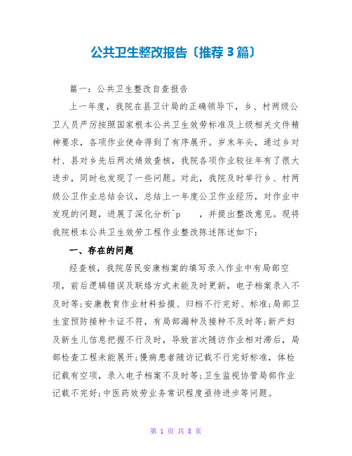 公共卫生整改报告(推荐3篇)