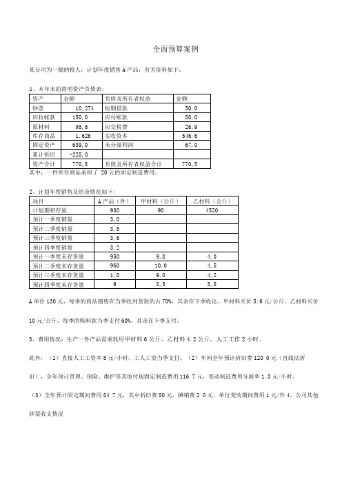 全面预算案例