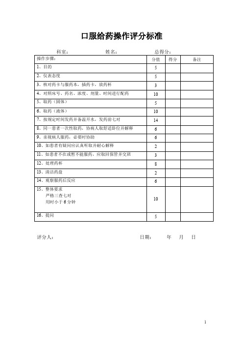 49项护理技术操作评分标准