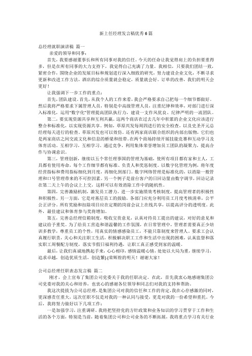 新上任经理发言稿优秀6篇