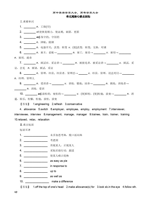 2021年高中英语译林选修11学案Unit2单元尾核心要点回扣