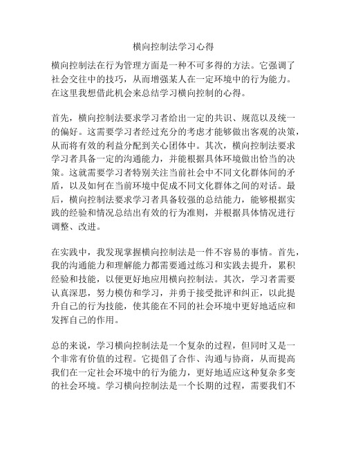 横向控制法学习心得