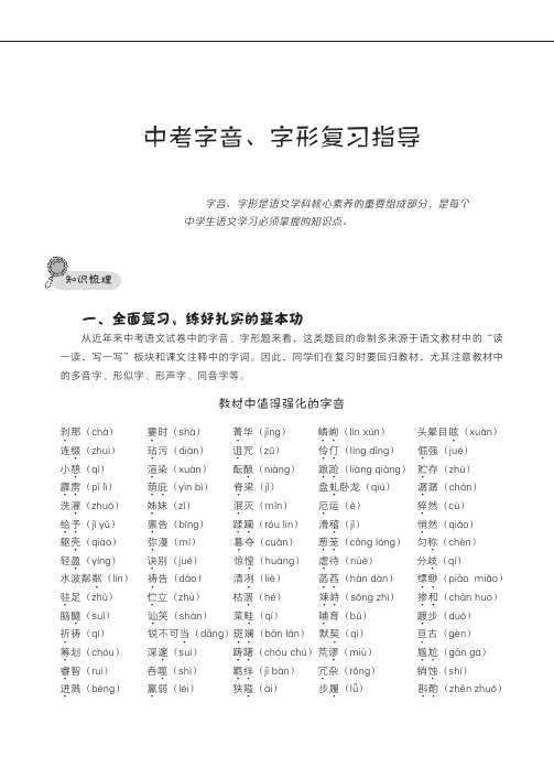 中考语文复习：字音、字形复习指导