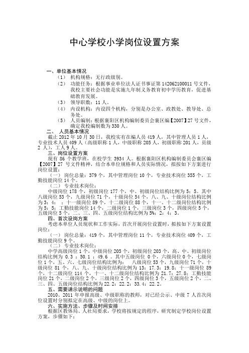 镇小学岗位设置方案