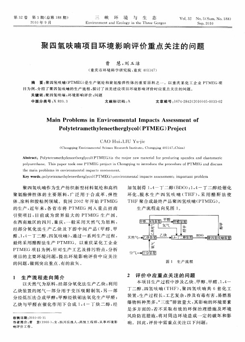 聚四氢呋喃项目环境影响评价重点关注的问题