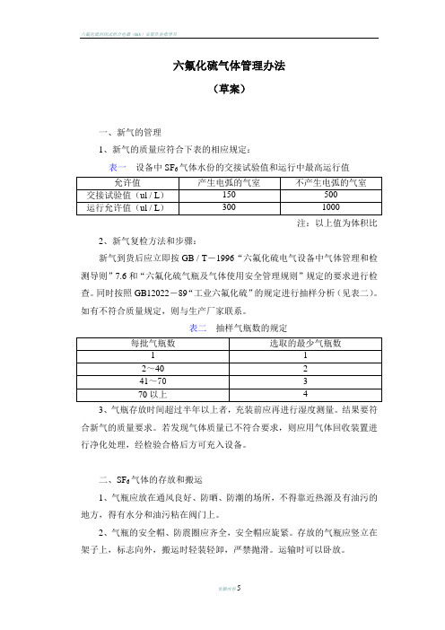 六氟化硫气体管理办法