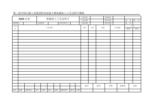 工艺过程卡、工艺卡、技术检验卡标准模板