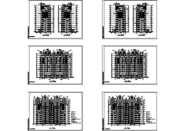 两个单元住宅楼外立面建筑cad施工图